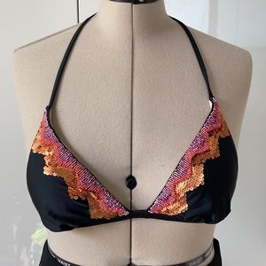 Cleobella Turquoise Bikini Top Black/Purple Size-Medium NWOT